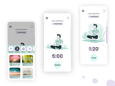 Meditation animation app design figma graphic design illustration meditation minimal motion graphics ui ux vector yoga