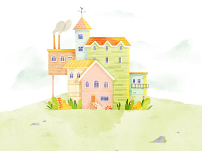 Palacios castle doodle dream dreamy hope house illustration kid peace watercolor wish young