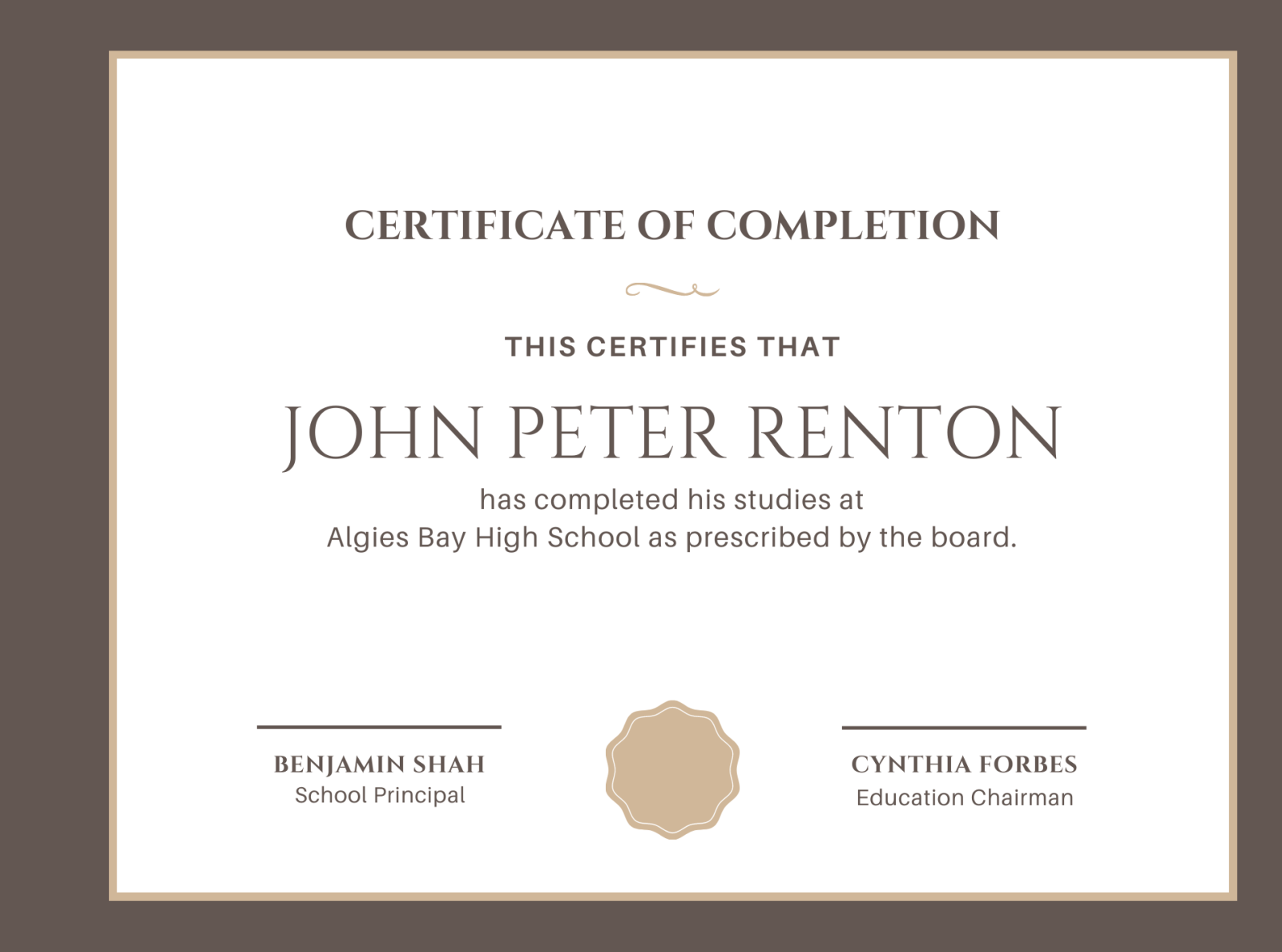 Brown Border High School Diploma Certificate 1 by Aurangzaib on Dribbble