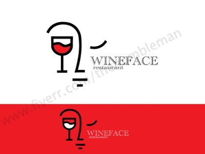 wineface restaurant art branding design flat graphic design illustration illustrator logo minimal vector web