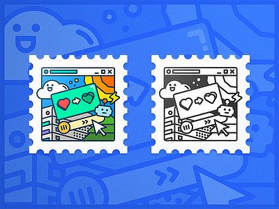 Geetest Stamp blue colorful geetest icon illustration line stamp