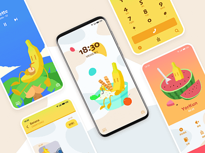 Banana phone theme app banana design flat icon illustration phone theme ui yellow