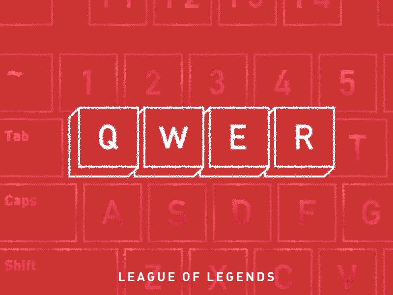 Q W E R ae animation click design keyboard league of legends line red tap