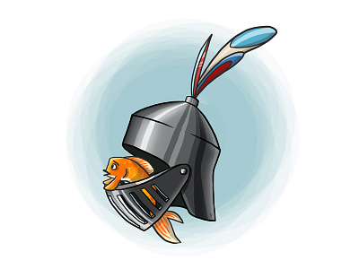 Fishy knight animal art cartoon character design color digital art fish helmet illustration knight lineart sea
