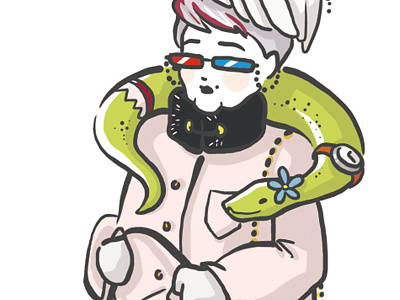 Funky granny art cartoon character design digital art drawing flat fun granny illustration lady lineart snake
