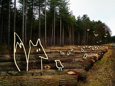 Foxy art autumn bird cartoon drawing forest fox illustration lineart nature tree wood