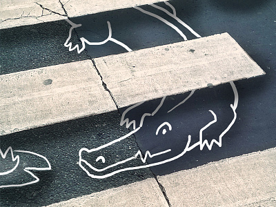 Crocodile animal art black cartoon city crocodile drawing ground illustration lineart nature white