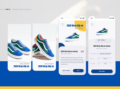 Vans App checkout (Neumorphism) 66daysofui appdesign apple challenge checkout figma mobile payment shoes shop shopping cart ui vans 디자인 반스 앱