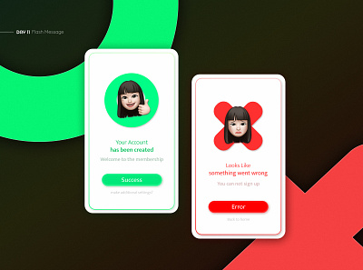 Flash Message app app design application ui challenge check daily ui design error figma flash flash message green message popup red simple ui ui design uxui 디자인