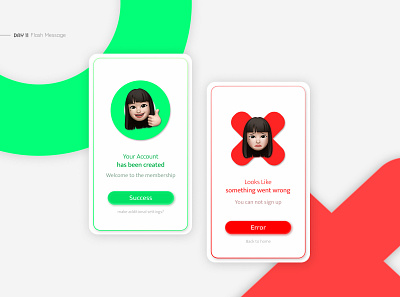 Flash Message app app design application ui challenge check dailyui error figma flash flash message green message popup red simple ui ui design ui designs uxui 디자인