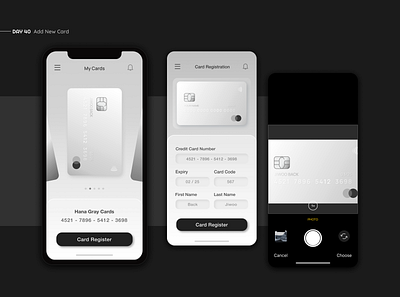 Add new card add new add new card app app ui black card card design card ui daily ui design design app gray inspiration mobile neumorphism registration simple ui ux uxui