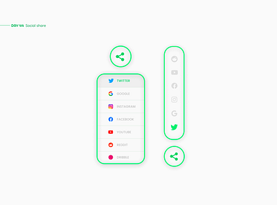 Social share app app design app ui color daily ui design dribbble google instagram share sns social share social share button twitter ui ux uxui web web design youtube