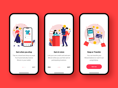 Onboarding screens for bitcoin cashback product