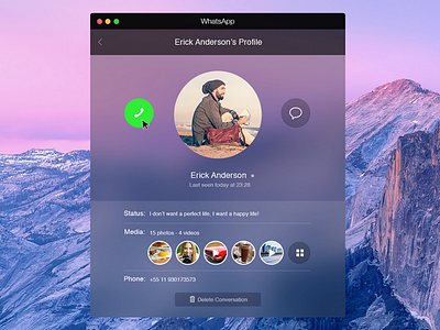 WhatsApp for OS X Yosemite - Contact Info apple interaction interface ios application redesign ui user experience ux web whatsapp