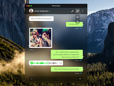 WhatsApp for OS X Yosemite - Chat Overview apple interaction interface ios application redesign ui user experience ux web whatsapp