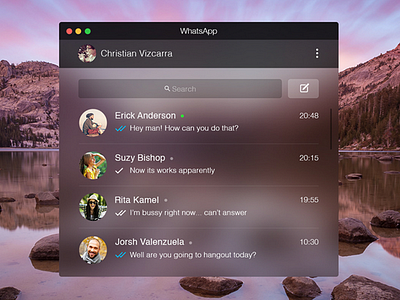 WhatsApp for OS X Yosemite - Home apple interaction interface ios application redesign ui user experience ux web whatsapp