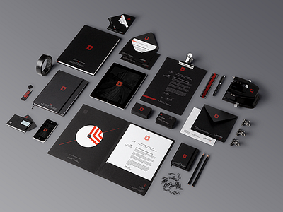 New Personal Stationery black brand branding business card graphic design logo design personal brand red self shield stationery