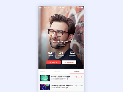 Profile Screen design events interface ios iphone product design profile user experience visual
