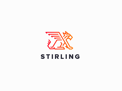 Stirling Logo animal branding clean gradient griffin line logo red