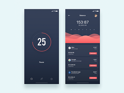 Timer for remote work - Daily UI Challenge 23/365 ap fintech interaction design ixda remote work timer ui ui design user experience user interface ux ux design