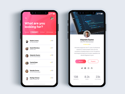 Discovery programmers app - Daily UI Challenge 43/365 app find people interaction design search ui ui design user experience user interface ux ux design