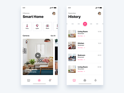 Smart home app - Daily UI Challenge 47/365 camera clean design app interaction design iphonex smart home ui user experience ux ux design