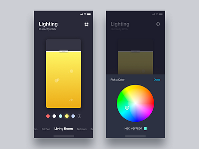 Smart home app for control the lighting - Daily UI Challenge app dashboard interaction design iphonex minimalist ui user experience ux ux design web design