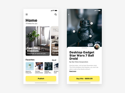 App for find decoration ideas - Daily UI Challenge
