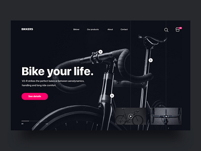 Bikkers landing page - Daily UI Challenge animation app bike clean design dark dark ui ecommerce interaction interaction design interface landing page ui ui ux design ui design user experience user interface ux ux design visual design web design