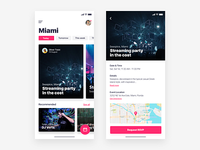 Discovery Event App - Daily Ui Challenge app apple book event clean design event event detail home illustration interaction interaction design interface iphonex map minimalist ui user experience ux ux animation visual design
