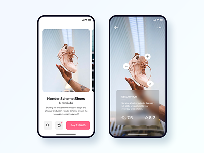Ecommerce App Concept adidas app blur cards cards ui clean detail ecommerce ecommerce app ecommerce vr interaction design nike product profile shoes ui design user experience user interface ux ui ux design