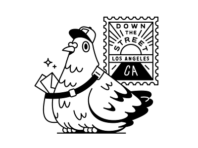 LA Locals: Pigeon bird character characters down the street down the street designs drawing dts dts designs illustration los angeles