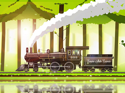 The Empire State Express (Round 2) animation colin ozawa down the street designs dtsdesigns empire state express forest illustration landscape paul zappia style frame train water