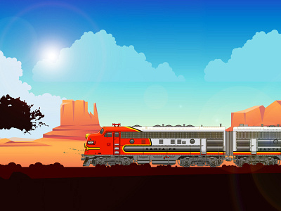 Santa Fe Super Chief desert down the rail down the street designs landscape locomotive santa fe sky style frame train