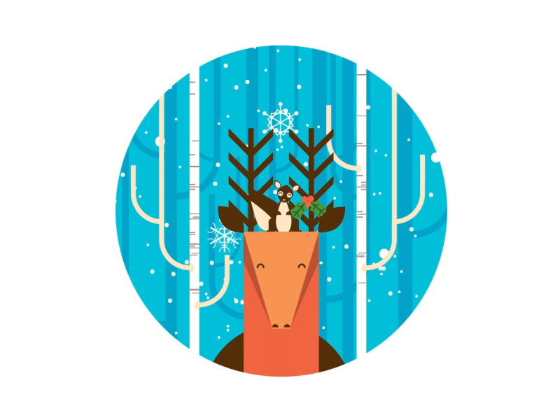 Fj Holiday Dribbble animation antlers christmas deer down the street designs gif holiday loop snow squirrel