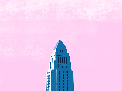 Study (LA City Hall) apple pencil down the street designs dtla dts dts designs illustration ipad pro la los angeles pink procreate app white
