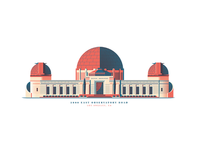Griffith Observatory blue color down the street dts griffith griffith observatory illustration la los angeles print red