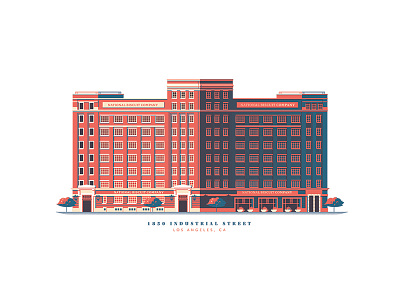 National Biscuit Company Building architecture blue building color down the street dts illustration la los angeles print red