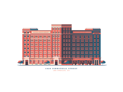 National Biscuit Company Building architecture blue building color down the street dts illustration la los angeles print red