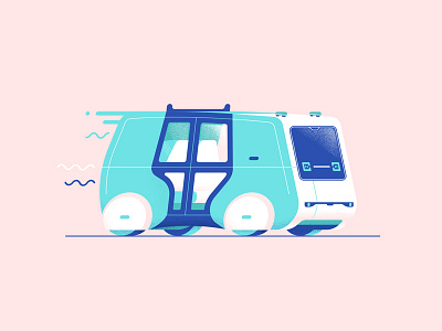 Autonomous Sedric autonomous car down the street designs drive future illustration self driving tech van