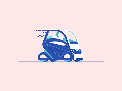 Autonomous EN-V 2.0 autonomous car chevy down the street designs drive future illustration self driving tech van