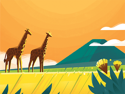 CBTL: Tanzania coffee coffee bean giraffe illustration landscape mountain orange pro create tanzania