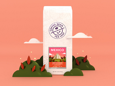 CBTL - Mexico Coffee Bag bag cinema 4d coffee coffee bean flowers illustration landscape mexico pro create set