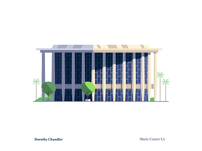 Dorothy Chandler Pavilion architecture building downtown illustration los angeles music perspective trees vector