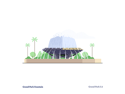 Grand Park Fountain color down the street down the street designs dts grand park illustration la los angeles music center vector