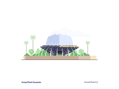 Grand Park Fountain color down the street down the street designs dts grand park illustration la los angeles music center vector