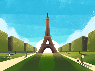 CBTL: French Roast clouds coffee down the street down the street designs eiffeltower france illustration paris sky texture trees