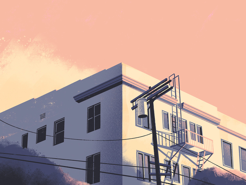 Sanborn Avenue architechture building color composition down the street down the street designs dts dts designs illustration la los angeles painting procreate