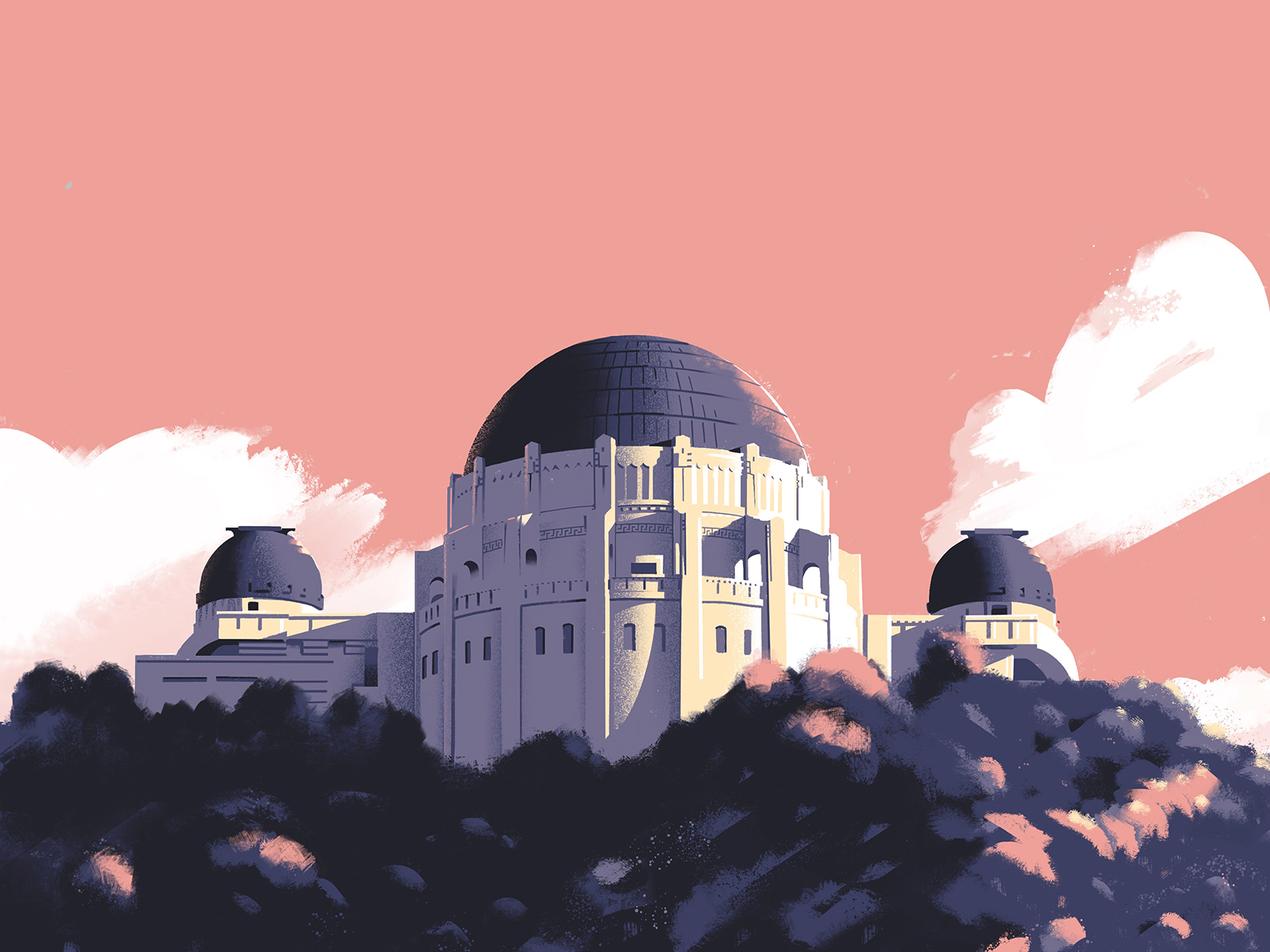 East Observatory Road color composition down the street dts dts designs griffith observatory illustration la landscape los angeles painting