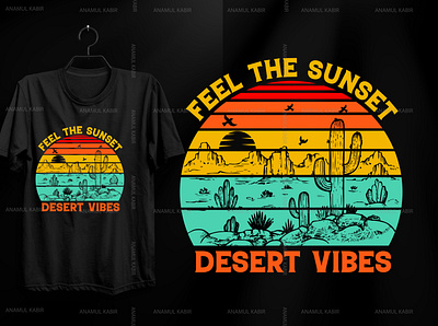 Feel The Sunset logo online tshirt design retro typography vintage